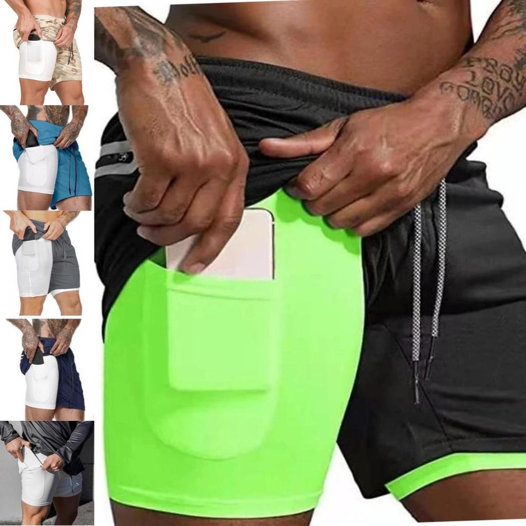 Sportshorts Mannen Sportkleding Dubbellaags Hardloopshorts Strandbroek Zomer Sportschool Fitness Training Jogging Korte Broeken