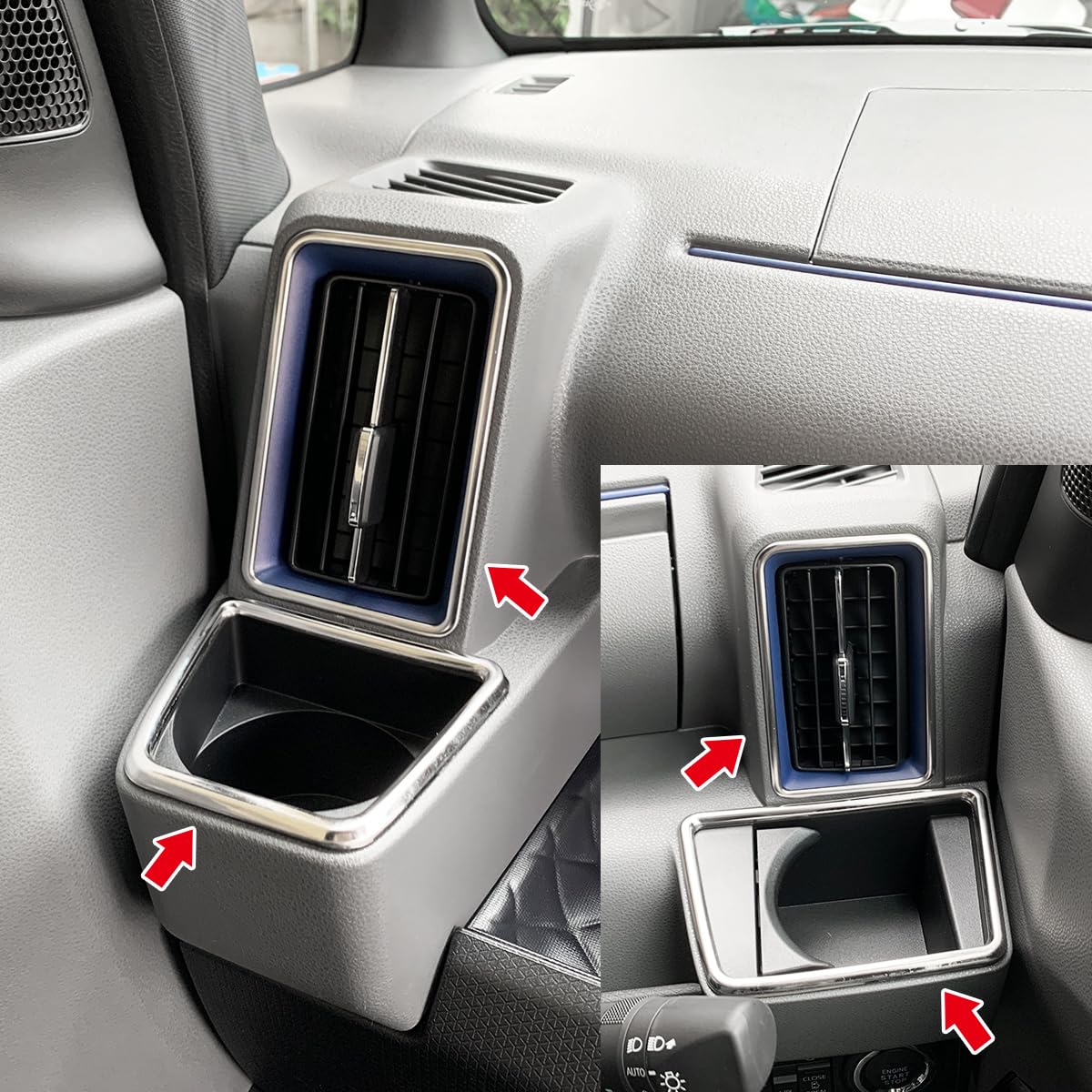 

oi-trading 4491 Daihatsu Tanto Custom LA650/660S Ранний Поздний Кольцо Воздуховода Кондиционера Подстаканник, серебряный