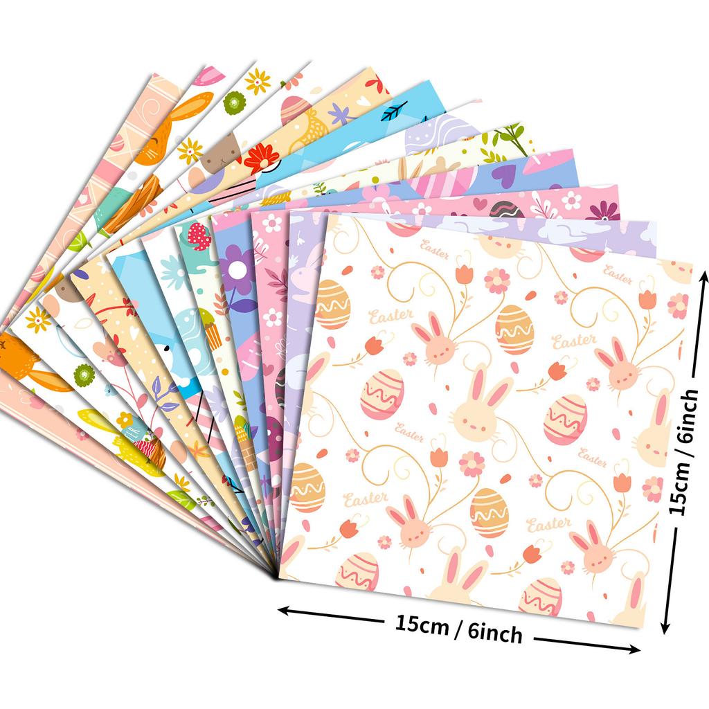 12 Sheets/Pack Easter Egg Rabbit Decorative Hand Account Personalized Diy Background Material Paper