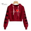 Sweatshirt Women Hoodie Exquisite Pattern Long Sleeve Ribbed Cuff Windproof Breathable Keep Hooded Warm Cotton Blend Letter Heart Printing for Dating