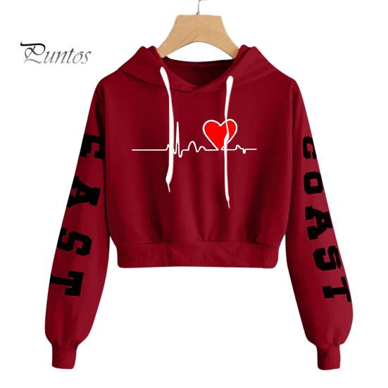 Sweatshirt Women Hoodie Exquisite Pattern Long Sleeve Ribbed Cuff Windproof Breathable Keep Hooded Warm Cotton Blend Letter Heart Printing for Dating