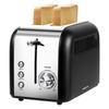 Stainless 6 Levels of Browning 2 Frozen Easy Silver Black [Yamazen] Pop-up Toaster, Steel, Adjustment, Pieces, Bread, Warming, Operation, YUC-S851(B)