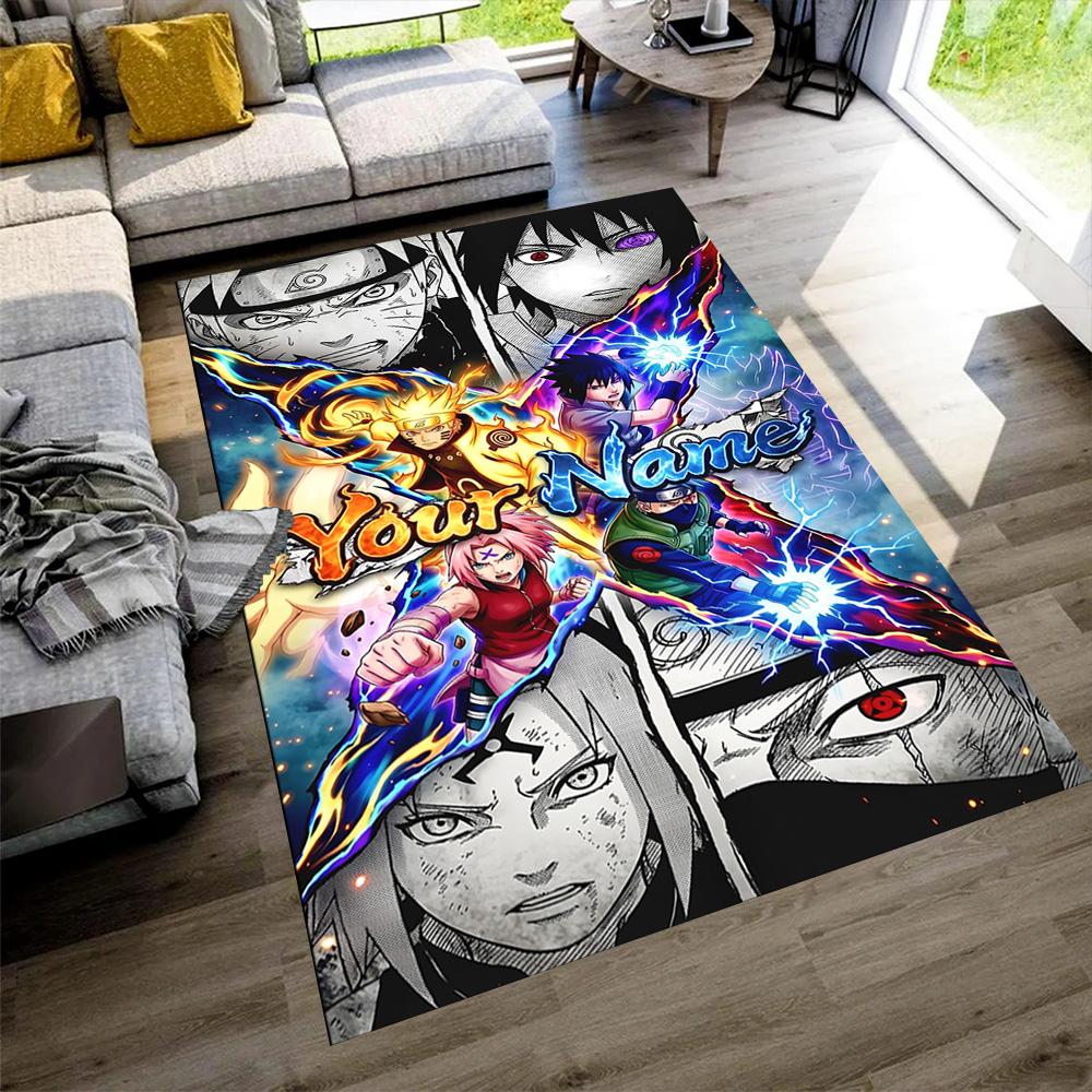 Naruto Character Customizable Name Floor Mat Design for Outdoor Bedrooms Study room Kitchen Anti-slip Rug Anime Office Decor Wedding Party Gift