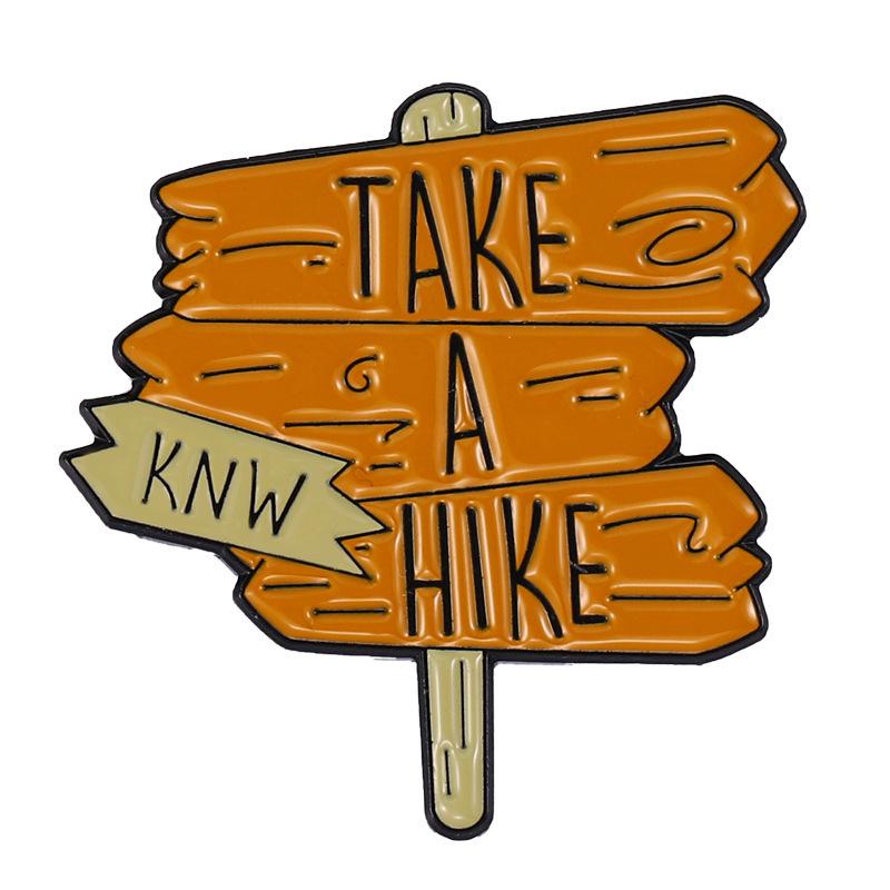 Camping Trip Travel Hiking Series Slogon Alloy Metal Design Badges Brooch Enamel Pins Label Bag Backpack Hat Jewelry Gift