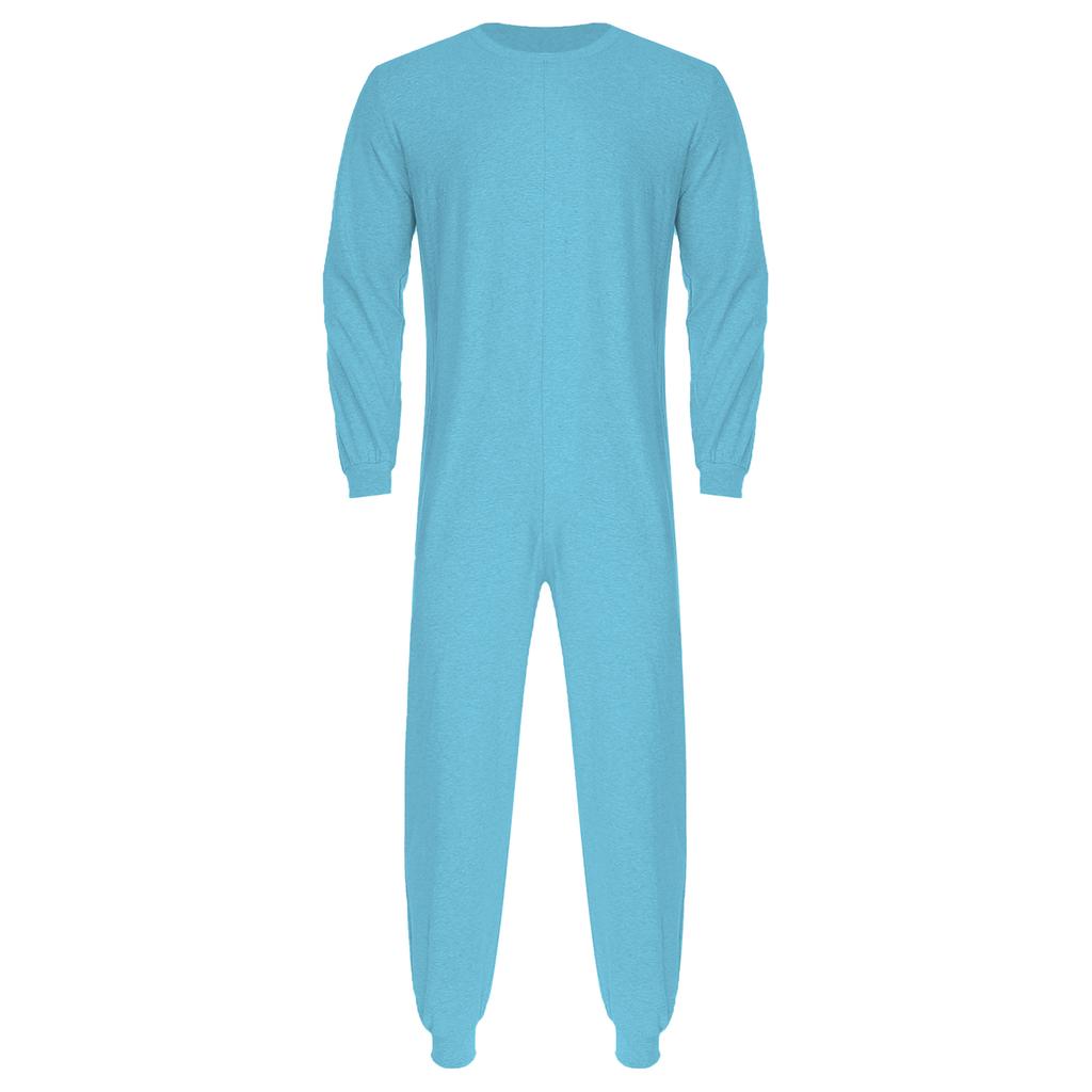 Unisex Anti-Strip Adaptiver Overall Rundhalsausschnitt Langarm Reißverschluss hinten Lange Hose Einteiler Strampler