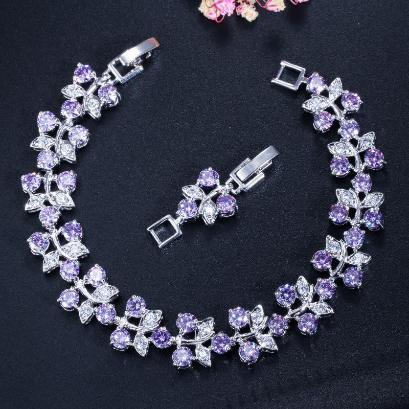 Jewelry, Exquisite Sparkling Diamonds, Swiss Zircon-Plated Real Gold Bracelet.