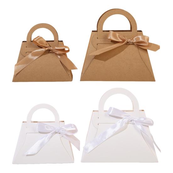 12 ks Dárkové krabičky ve tvaru kabelky s mašlemi na sladkosti, dezerty, luxusní sušenky, svatební výslužky, krabička na dárky, narozeninová oslava, družičky