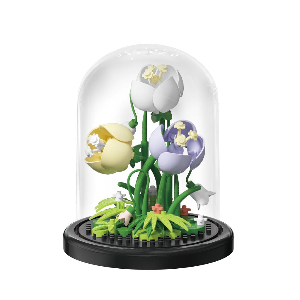 Blumenstrauß Bonsai Bausteine Künstliche Pflanze aus Kunststoff Staubschutz Mikromodell Dekoration Spielzeug für Kinder Geburtstagsgeschenk