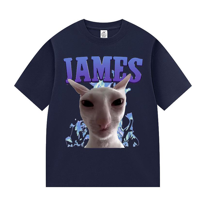 James IAMES Funny Cat Meme Tshirts Stupid Joke Gifts Cat Lover short sleeve tshirt Unisex Women fashion Oversized Cotton T Shirts