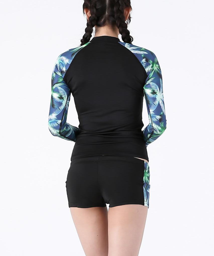Dangun Air Palm Tree Color Block Long Sleeve Rash Guard
