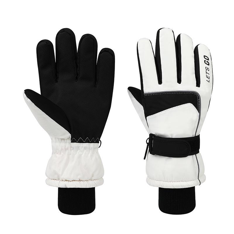 Mănuși de schi unisex cu ecran tactil, căptușite cu fleece pentru iarnă - Groase, călduroase și rezistente la frig pentru adulți și copii