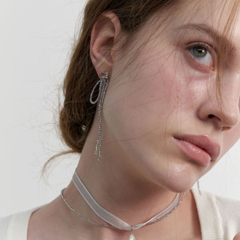 LOVE ME MONSTER Pearl Charm Sheer Ribbon Choker (L241MNK040)