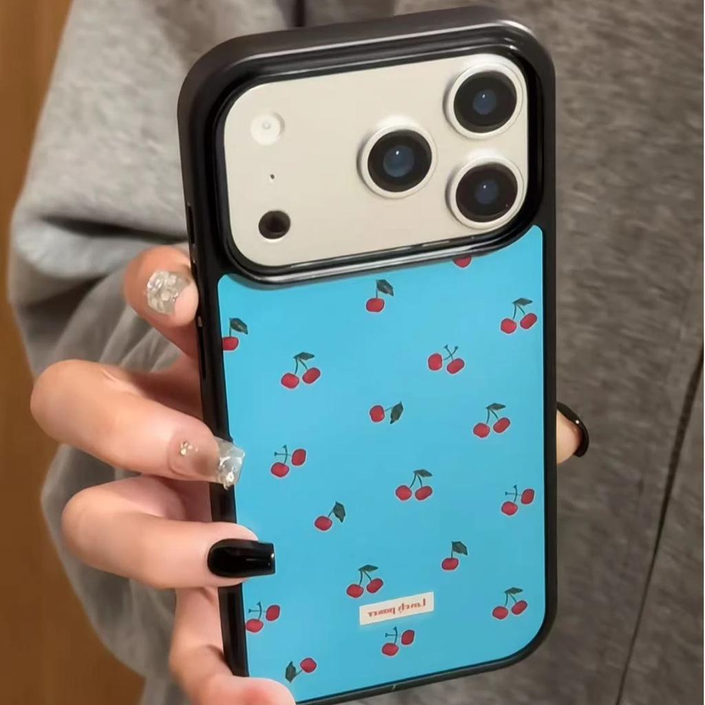 ins Korean small cherry is suitable for Apple 17Promax mobile phone case IP16pro matte PC15 large hole 14 women's models