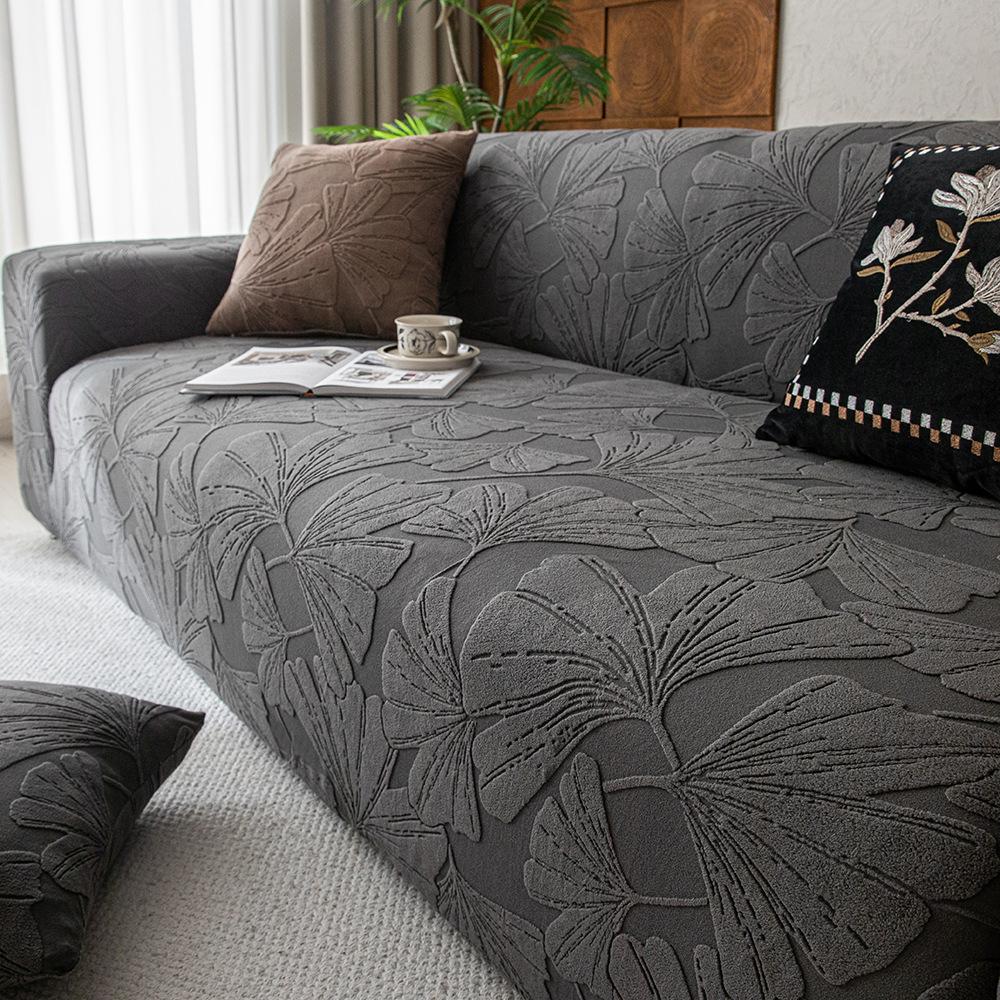 Ginkgo Anti Cat Scratch Thickened Elastic Sofa Cover All Purpose Cover  Plush Cover  New Jacquard Velvet