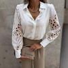 2022 Spring/Summer Women's Lace Patchwork Solid Color Blouse