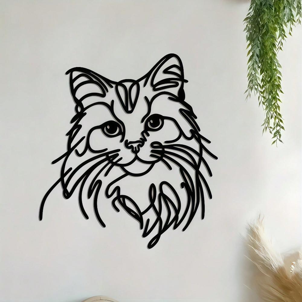 Metall Katze Drahtkunst Wanddeko Moderne Wohnkultur für Wohnzimmer Schlafzimmer Garten Langlebige Innen Außen Hängendes Ornament