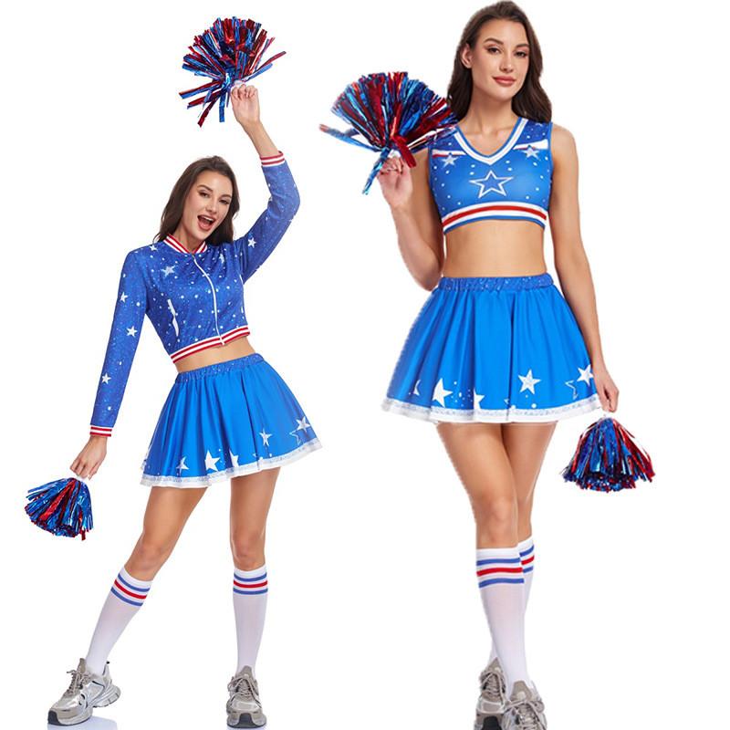 Halloween Cheerleader Costume Set With Polyester Fabric For Cosplay And Themed Events