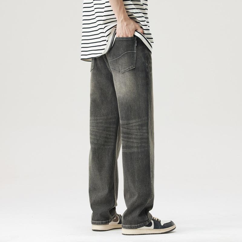 New Spring and Summer Wide-leg High Street Retro Loose Straight Jeans for Men