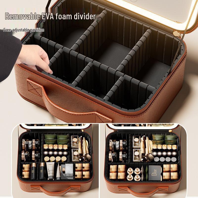 High-Quality LED Light Makeup Bag with Detachable Large-Capacity Cosmetic Storage