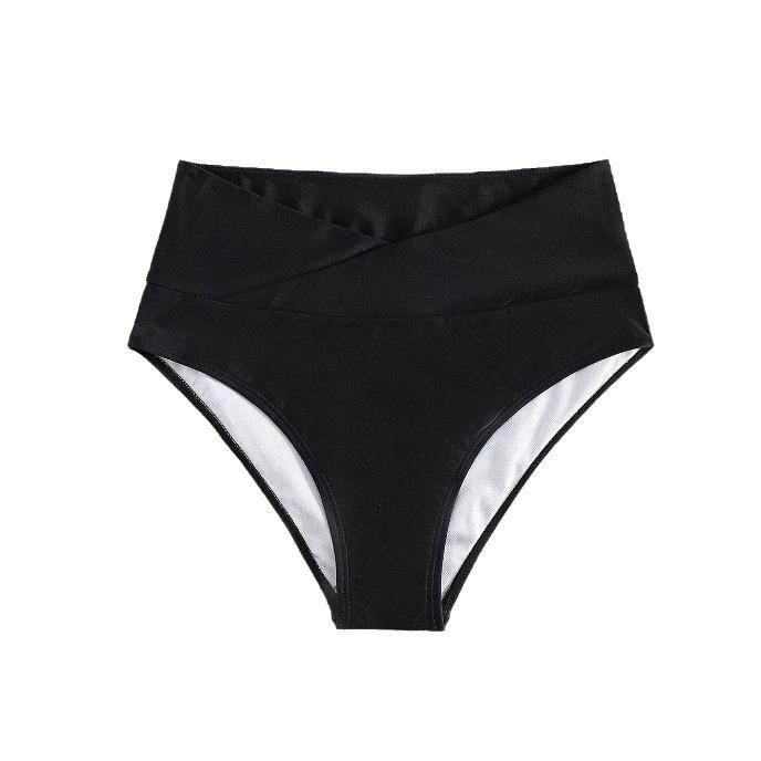 Braguitas de Baño Bodycon de Cintura Alta - Color Sólido, Estilo Vacacional Europeo y Americano Traje de Baño para Mujer