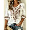 Damen Weiße Geblümte & Paisley Print Krawattenhals Bluse, Lässige Lockere Tops für Frühling Sommer Tägliches Tragen & Urlaubsanlässe