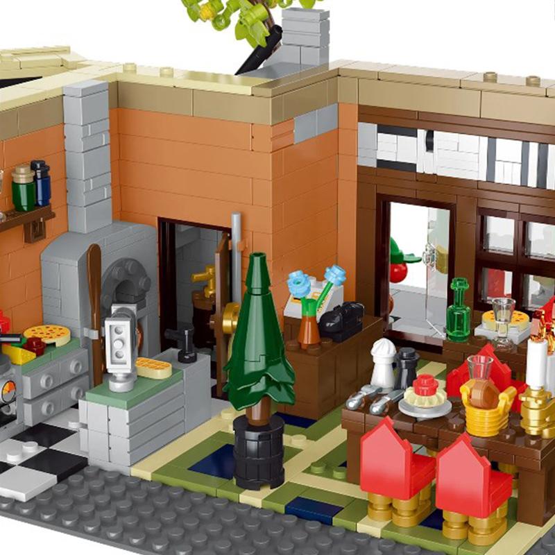 4507Pcs Roman Corner Store Architecture Building Set European Street View Series Diy Display Model Bricks Toy For Kid Gift