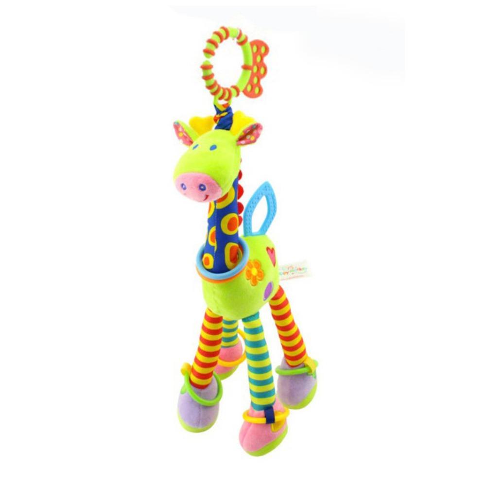 Early Education Giraffe Animal Handbells Plushies Doll Plush Rattle Teether Toys  Children Gift