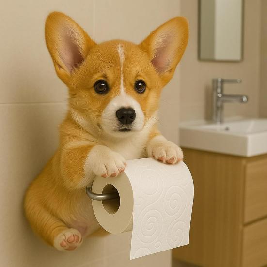 Wall Mount Toilet Paper Holder Easy To Install Dog Shape Design Funny 3D Printed Towel Holder Paper Rack Bathroom Decoration