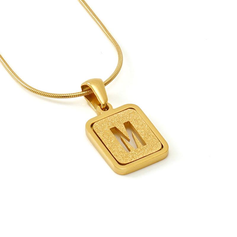 Colier cu pandantiv cu 26 de litere placat cu oțel inoxidabil cu design lanț șarpe rotund