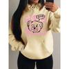 Girls Rules Pink Kiss Cartoon Love Bear Design Women Hoodies Autumn Y2K Hoody Casual Sportswear Fleece Clothes
