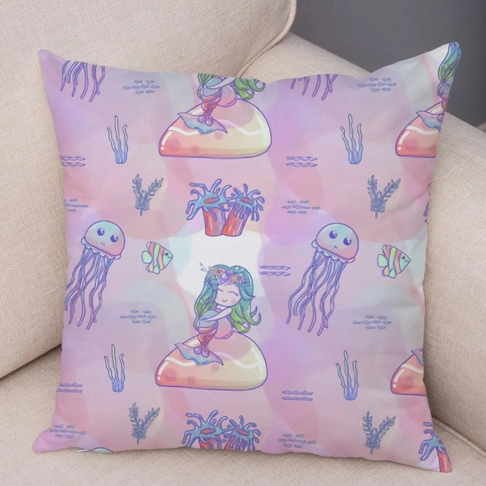 Taie d'Oreiller Décorative En Forme De Sirène Mignonne, Ornements De Bureau, De Salon, De Maison