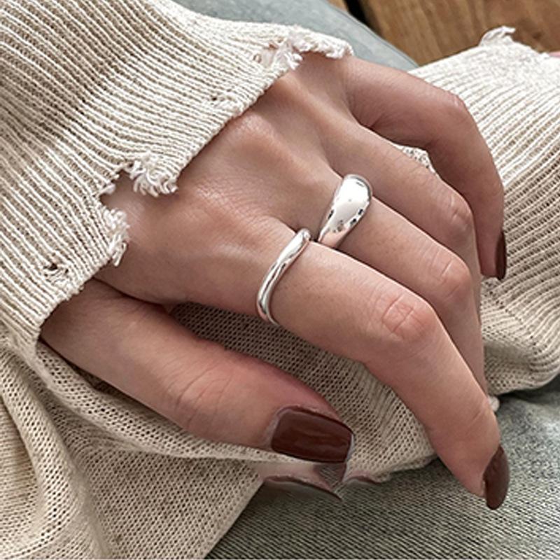Irregular Shape S925 Sterling Silver Women's Ring - Personalized Trendy Korean Simple Band