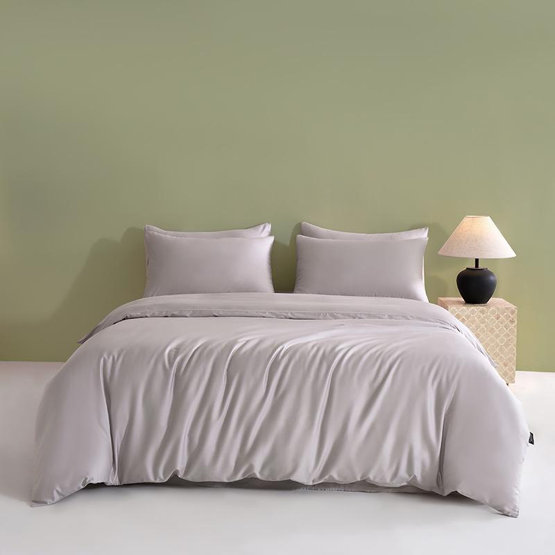 Solid Color 60S Pure Cotton Reactive Print 4-Piece Long-Staple Cotton Bedding Set with Small Black Label