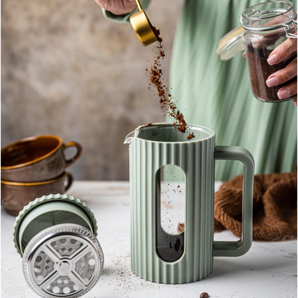 Zaparzacz do herbaty kawy szklany French Press 600 ml zielony KLAUSBERG KB-7750