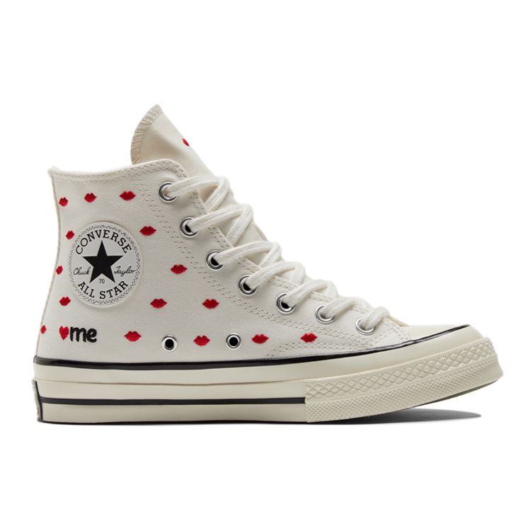 Converse Chuck 70 Vyšívané Rty High Love Me - Vintage Bílé Unisex Tenisky Univerzitní Červená A01601C