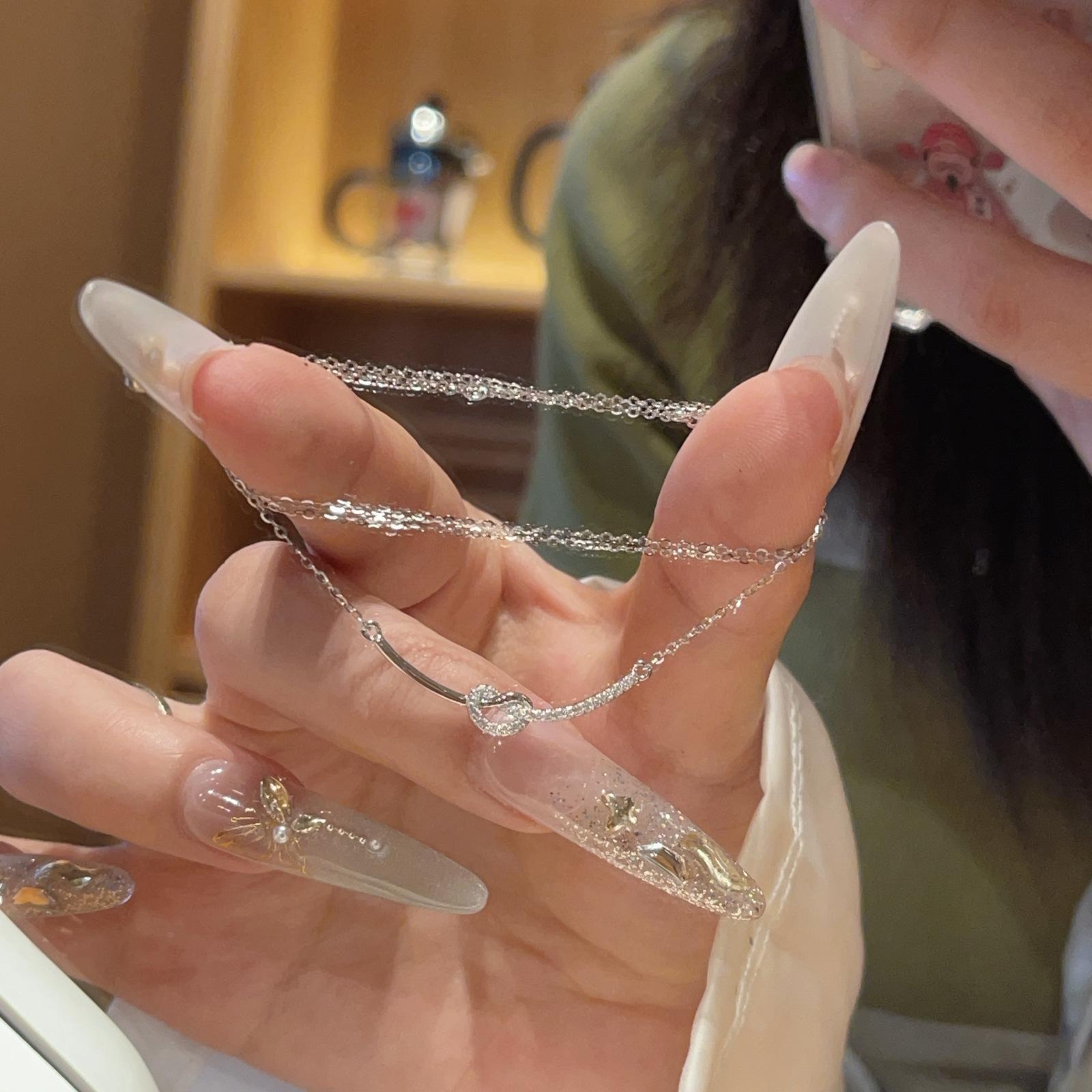 

S925 Sterling Silver Smile Knot Necklace for Women - High-End Light Luxury Pendant 2025 Hot Style Clavicle Chain 925 Silver серебряный