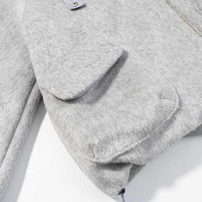 Womens Warm Wool Blend Coat With Faux Fur Collar Loose Fit Casual Winter Outerwear