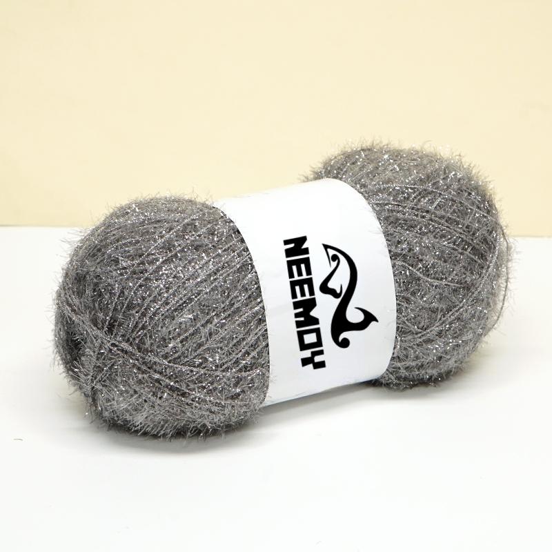100g/200M Glass Silk Yarn for Hand Knitting Korean Dish Towel Wool Yarn and Crochet Doll Scarf Sweater Gold Silk Thread