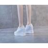 Fashion Women Genuine Leather 11cm Hidden Wedge Sneakers Platform Shoes High Heels Sneakers Woman Casual Shoes White Women Trainer