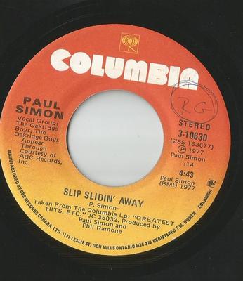 7inch Record PAUL SIMON - Slip Slidin Away 310630 Columbia 1977 Canada Pop Used