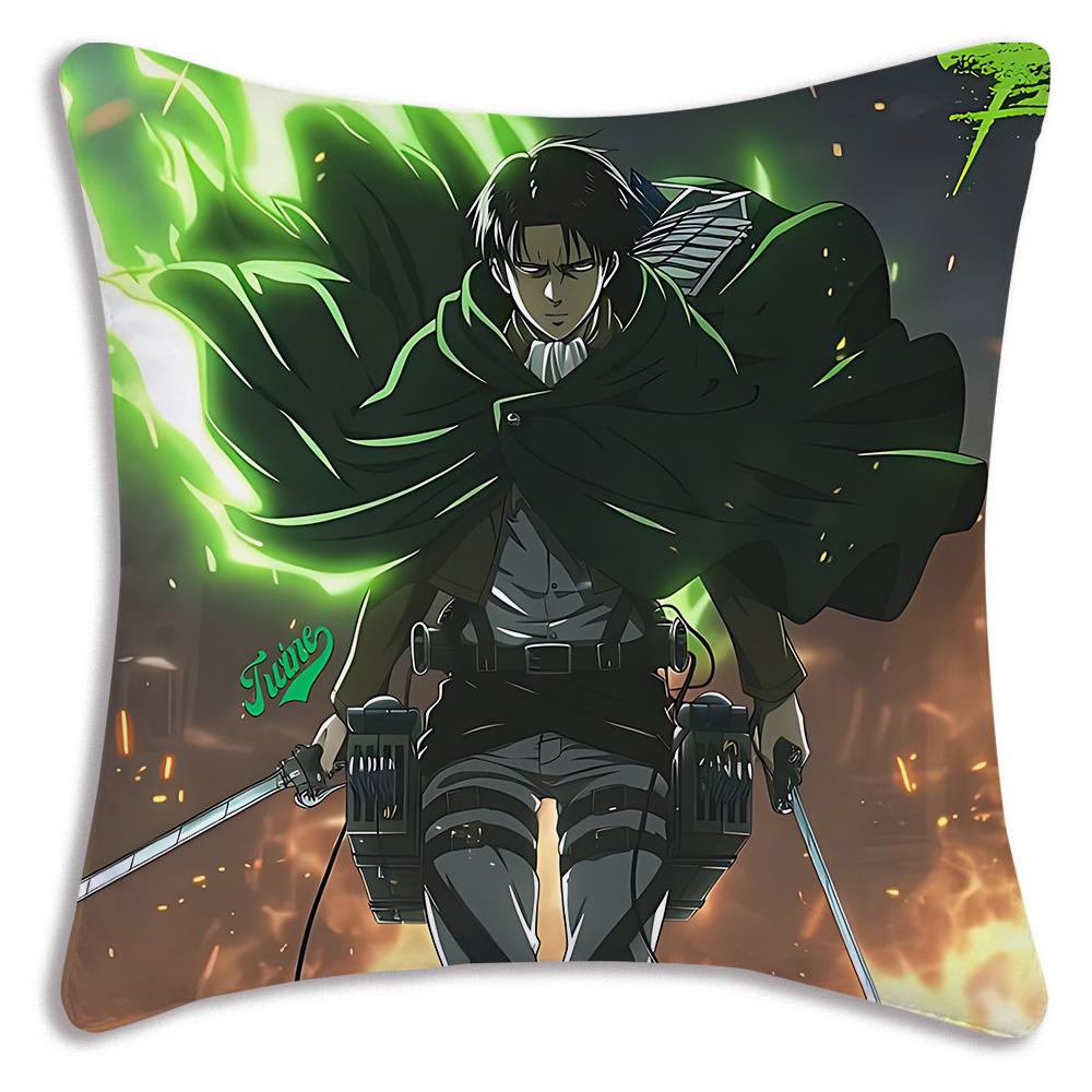 Anime Attacks on Titan Pillow Covers Cartoon Sofa Decorative Home Double-sided Printing Short Plush Cute Cushion Cover