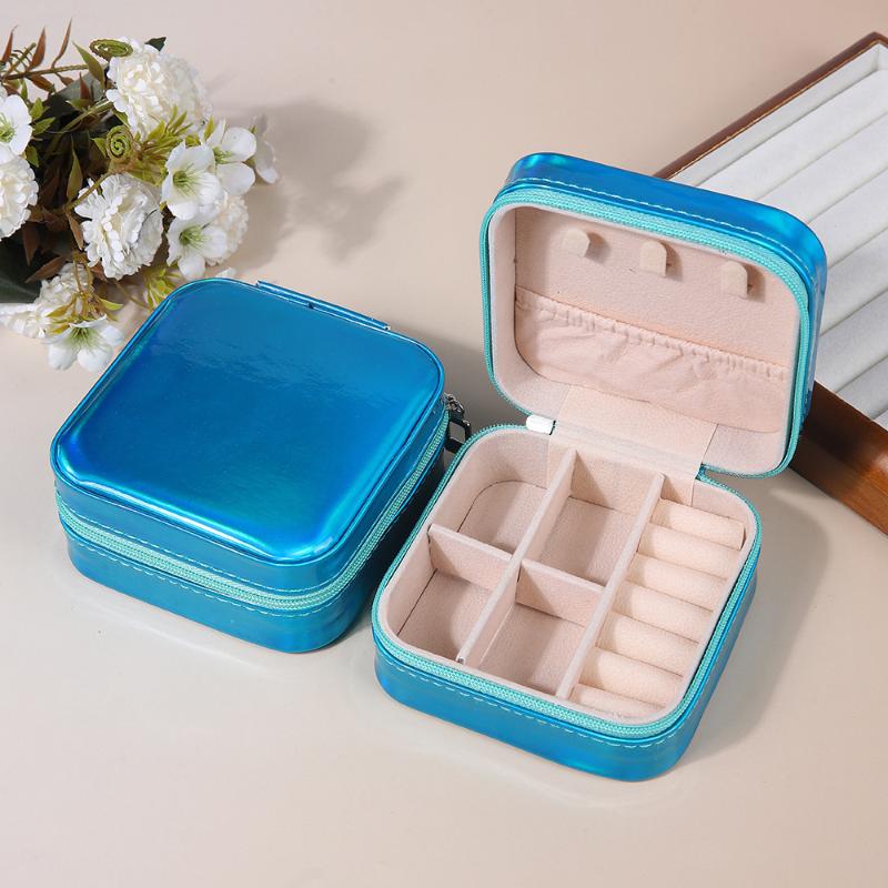 

Кожаный (PU) Шкатулка для украшений Лазерный Цвет Многофункциональный для Серёг Ожерелий Колец Футляр для Хранения Большая Вместимость Держатель для Украшений A2