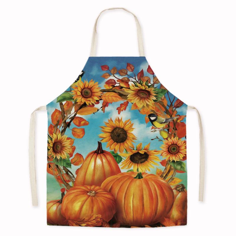 Thanksgiving Sunflower & Pumpkin Oil-Proof Kitchen Apron