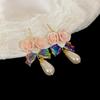 Ceramic Flower Water Drop Pearl Ear Hook Sweet and Fresh Temperament Earrings Earrings Literary Lady Fan Earrings Women