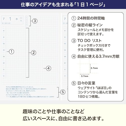 Hobonichi Techo 2026 HON Slash (Navy) A6 1 page per day January Monday start