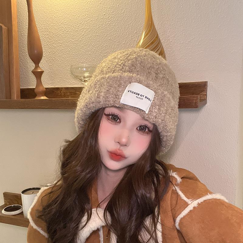New Warm Hat for Women In Autumn and Winter Thick Knitted Wool Hat for Women Versatile Big Head Circumference Ins Trendy Face Small Knitted Hat