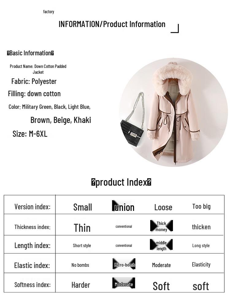 Women's Winter 2025 Parka: New Style, Down Cotton, Plus Size, Thick Liner, Detachable Cotton-Padded Jacket