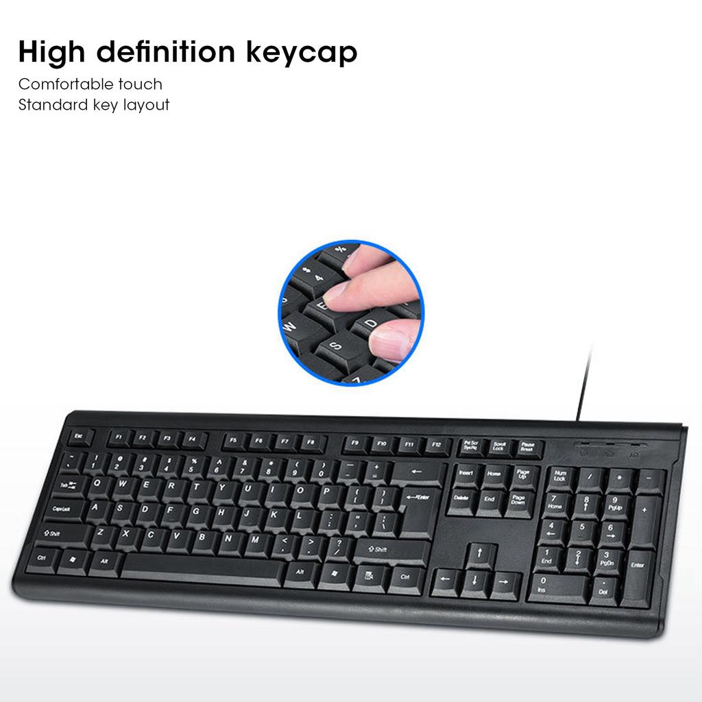 Computer Accessories USB Wired Keyboard USB Wired Keyboard 104 Keys Silent Business Mute Key Board PC Laptop Computer T15