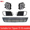 Compatible con Tiguan 2013-2016: Conjunto de Cubierta de Luz Antiniebla Delantera, Marco y Rejilla de Parachoques