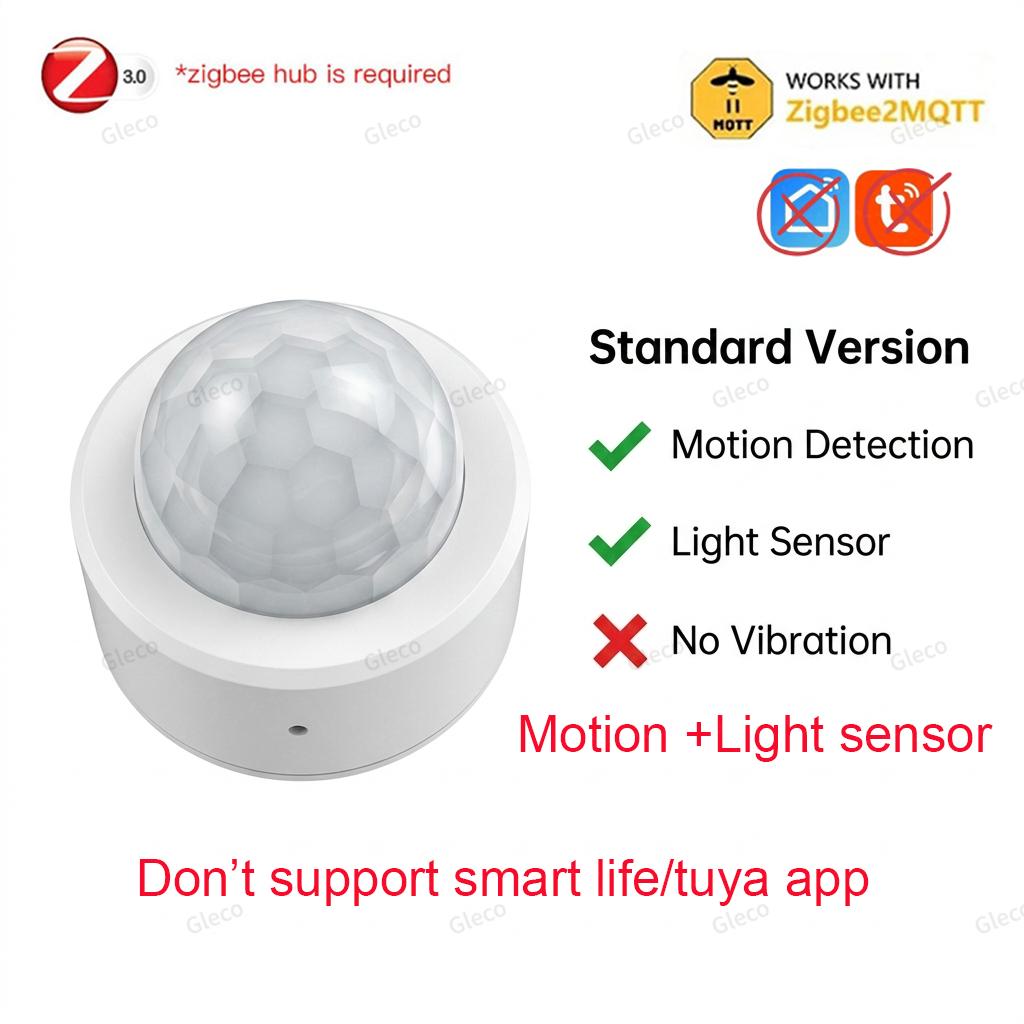 Zigbee 3.0 PIR Motion Sensor Optonal Light & Vibration Detection Smart Home Automation Security Requires Zigbee Gateway For Z2M